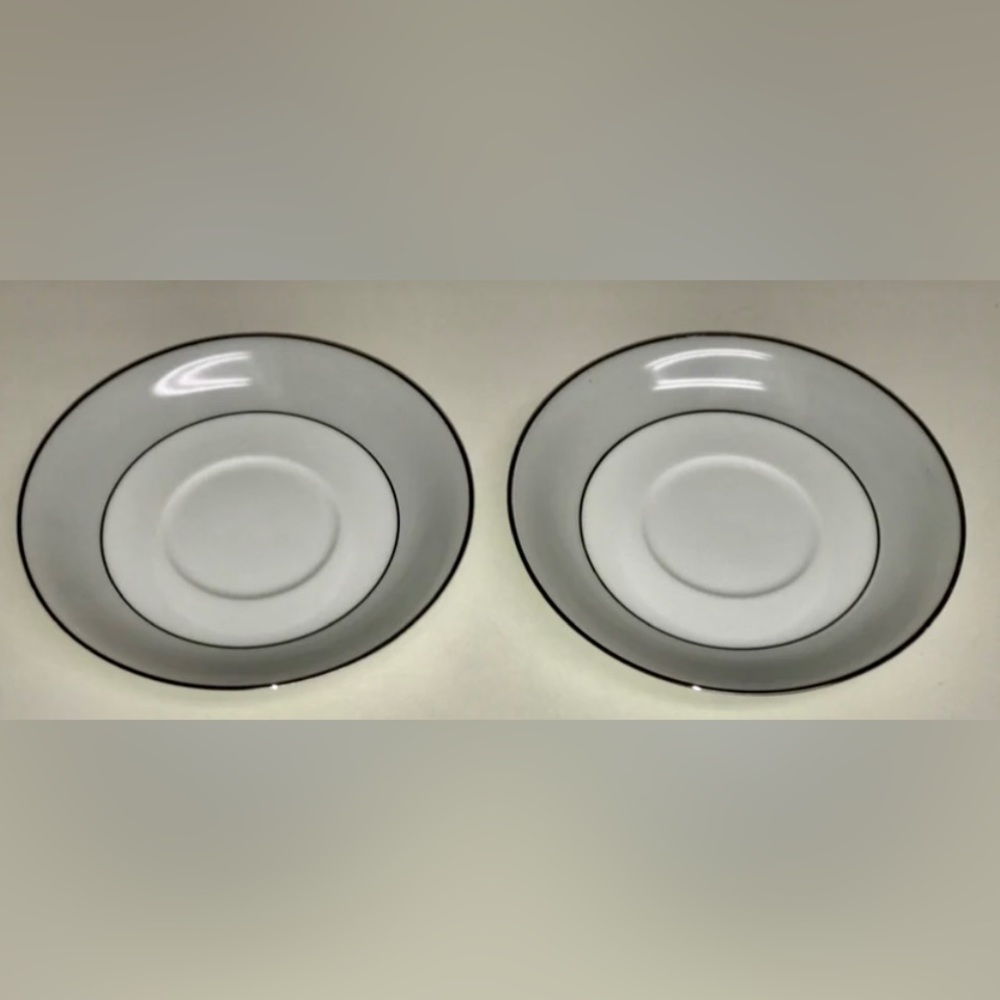Vintage Mid Century Antique set of 2 NORITAKE GRAYBURN Platinum Trim Tea Saucers